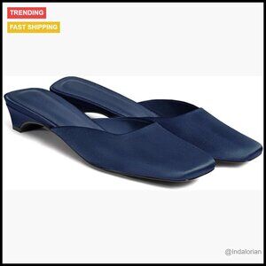 Satin Mules with Low Kitten Heel, Square Toe Slip On Backless Dress Shoes